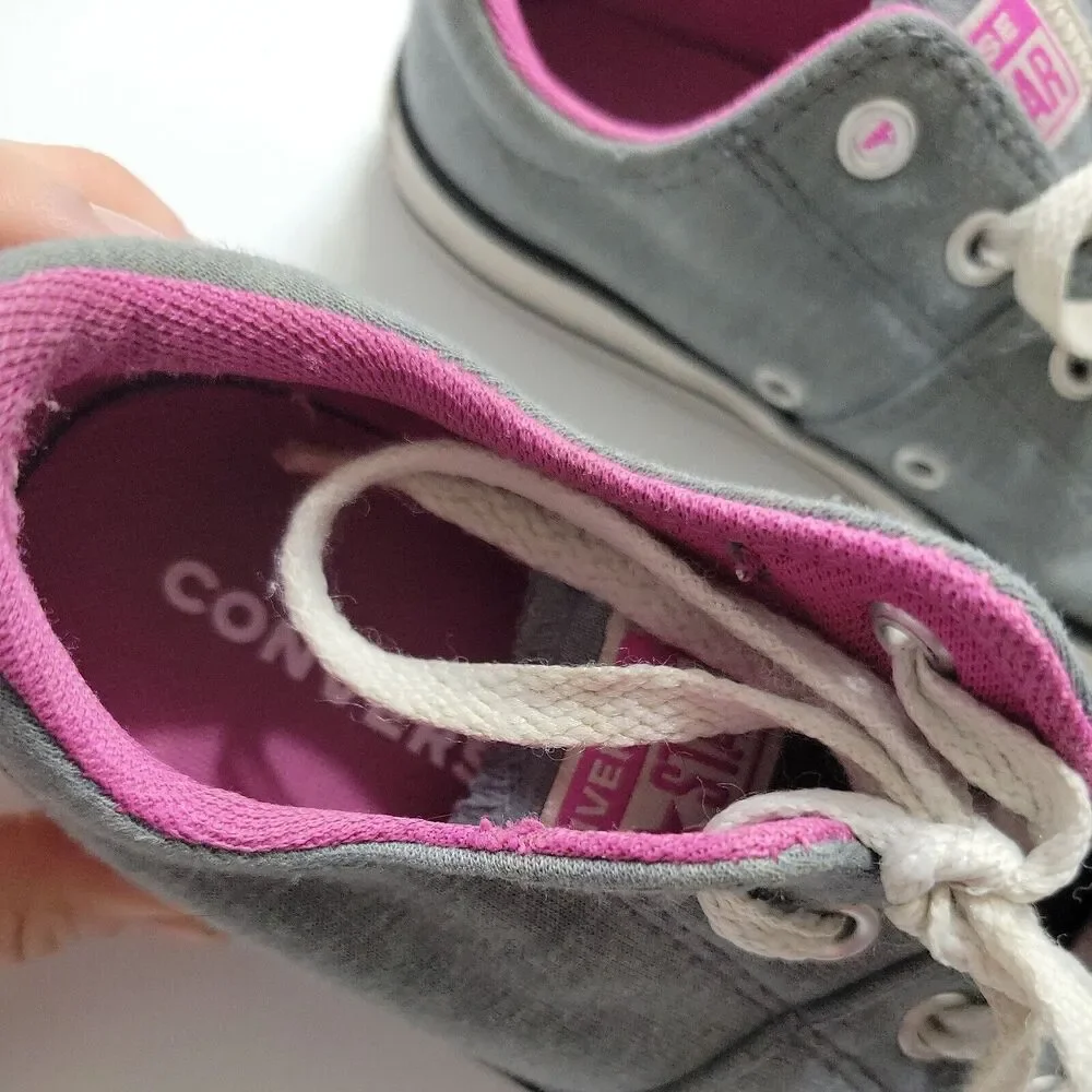 Converse All Star Shoes Girl 2 Grey Purple Low Top Jersey Canvas Comfort Sneaker